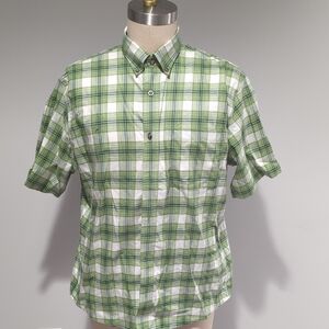 Cabela's Green and White Plaid Casual Shirt